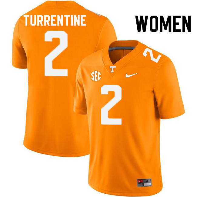 Women #2 Andre Turrentine Tennessee Volunteers College Football Jerseys Stitched-Orange